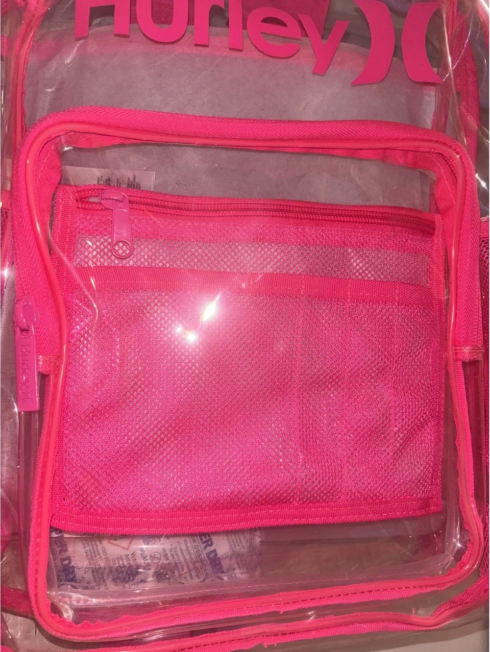 Hurley Clear Pink Backpack 15” Stadium Approved School Travel Bag NWT
